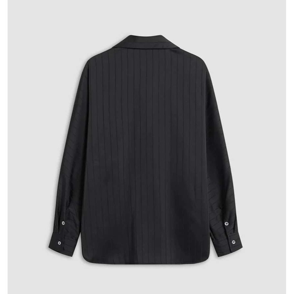 Commense Womens Charlotte Black Oversized Stripe Long Sleeve Button DowM‎ - Picture 5 of 6